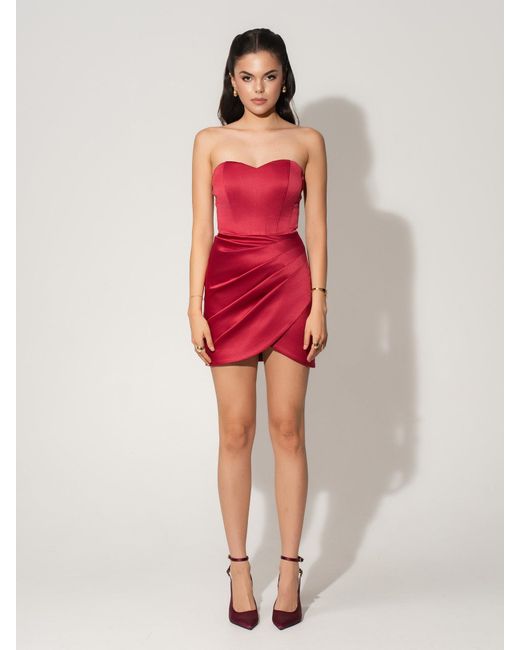 Tia Dorraine Red A Touch Of Glamour Satin Mini Dress