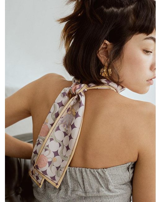 Lost Pattern Pink Dream Silk Twilly Neck Bow