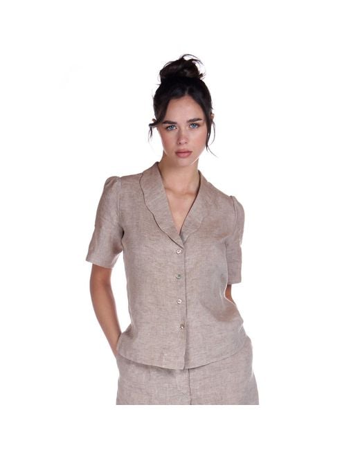 Sofia Tsereteli Brown Linen Shirt