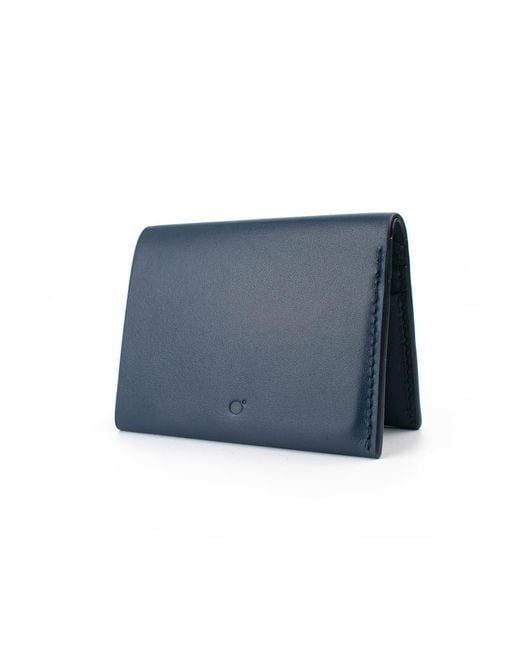 godi. Blue Handmade Bifold Leather Wallet for men