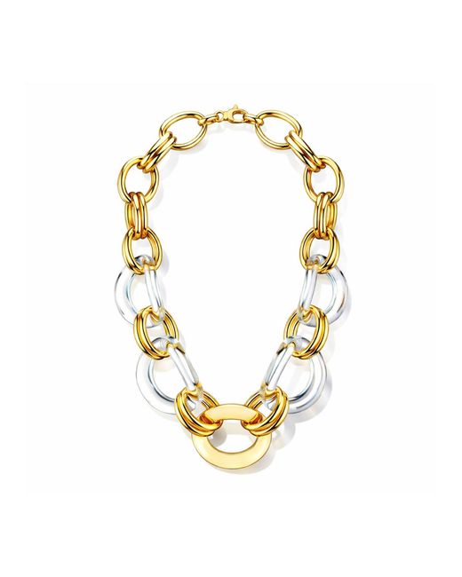 Gold & Honey Metallic Clear And Oversized Link Lucite Necklace