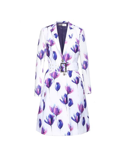 Richa Sharma Purple Duchess Satin Coat With Tulips Print