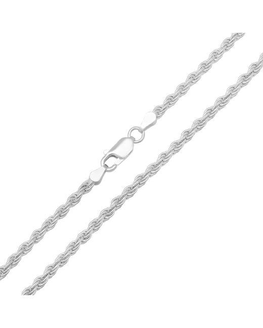 Kylie Harper Metallic 3Mm Thick/Heavy Italian Sterling Diamond-Cut Rope Chain for men