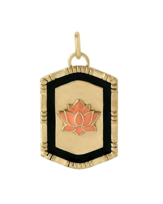 Artisan Green Solid Gold Lotus Flower Pendant