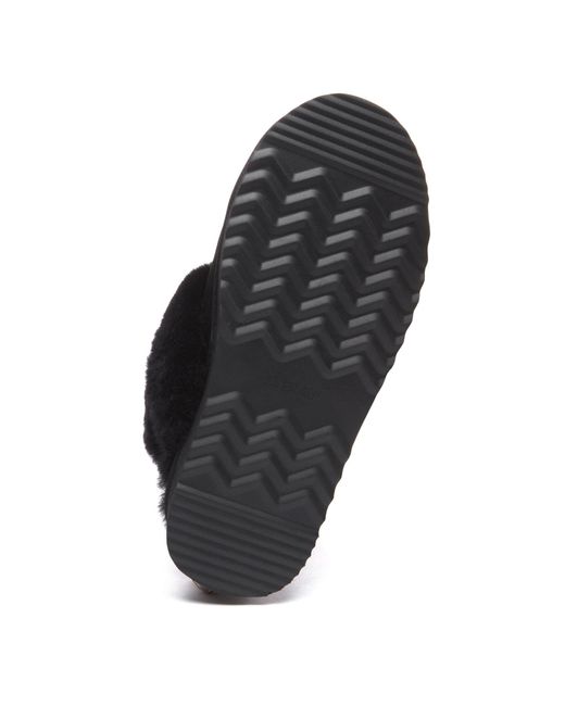 EverAu Australia Black Fantail Leather Slippers With Two Removable Straps