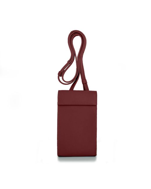 godi. Red Handmade Adjustable Leather Phone Bag With Pocket