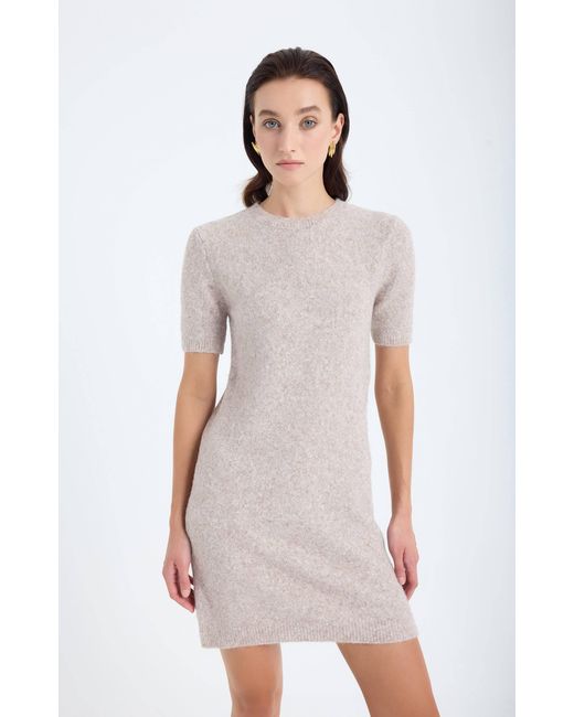 Monlicia Natural Neutrals Rune Short Sleeve Knit Dress – Taupe