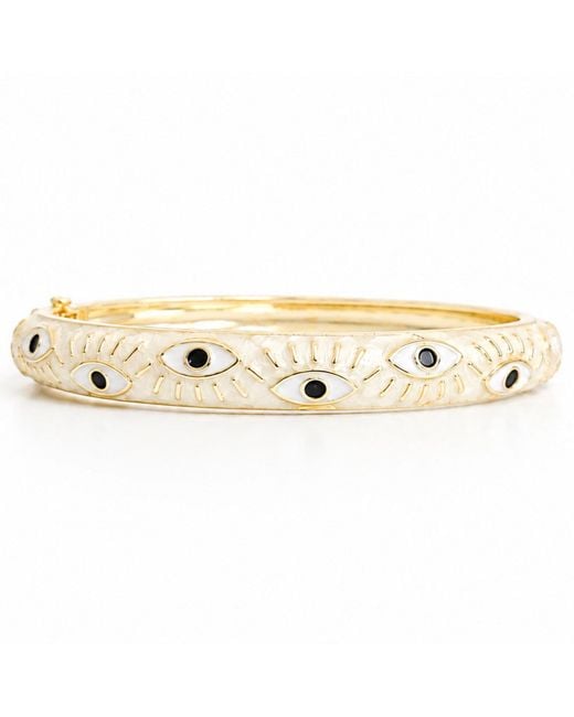 Nuvv Collection Metallic Neutrals Ivory Evil Eye Bangles