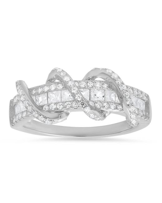 Kylie Harper Metallic Sterling Exotic Twist Diamond Cz Band Ring