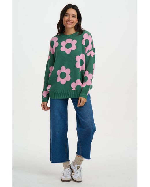 Sugarhill Green Leona Sweater, Fresh Flowers