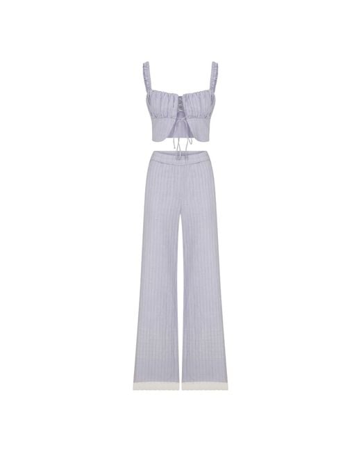 NAZLI CEREN Purple Simon Linen Top