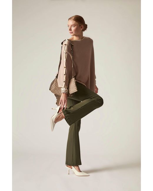 James Lakeland Natural Button Detail Poncho Top