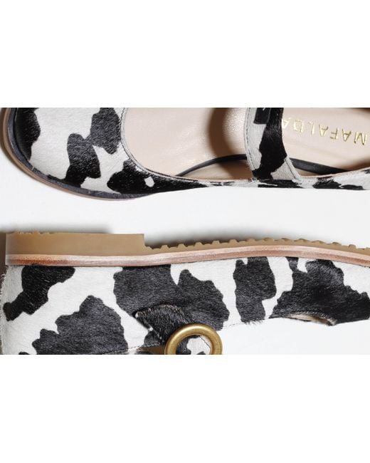 Mafalda Black Betina Cow-Print Mary Janes
