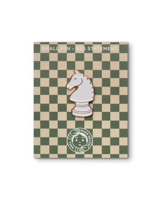 Make Heads Turn White Enamel Pin Chess Knight