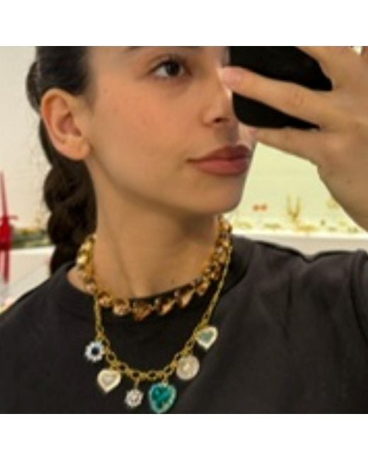 Achala Handcrafted Metallic Topaz Crystal Heart Shaped Necklace