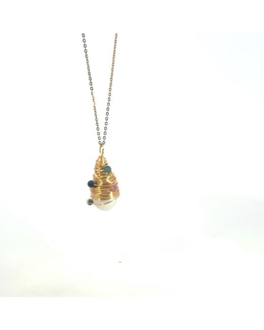 Vincent Peach Fine Jewelry Metallic Ice Cream Cone Freshwater Pearl Necklace for men