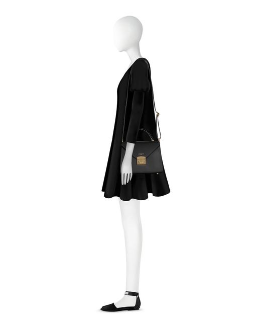 Le Parmentier Black Peggy Leather Top Handle Satchel Bag