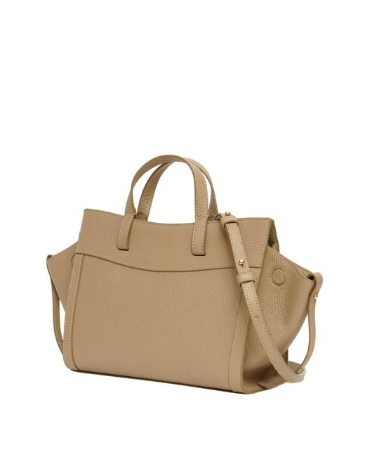 Saonara Brand Metallic Neutrals Mini Shopping Bag Taupe Leather