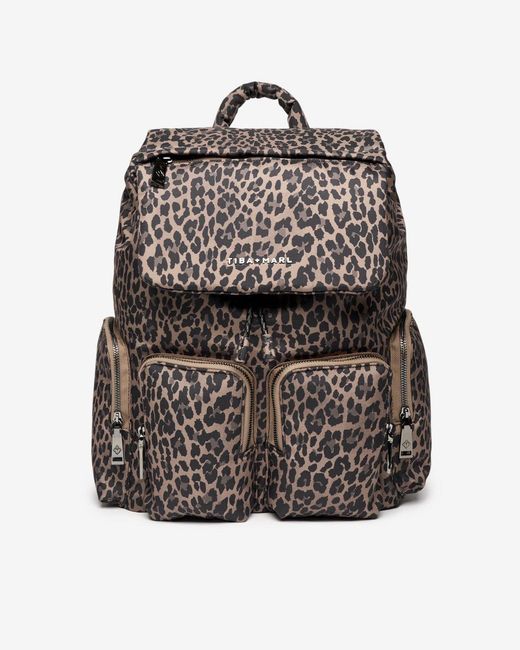 Tiba + Marl Gray Alto Changing Backpack Tonal Leopard