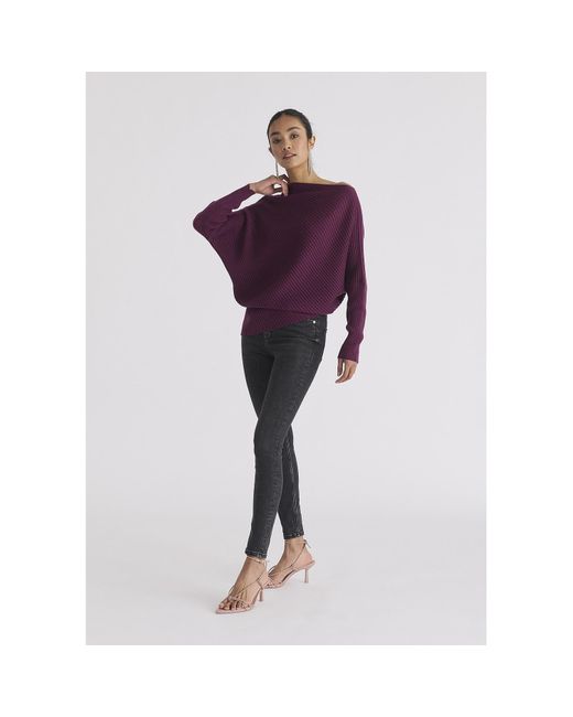 Paisie Purple Draped Asymmetric Knit Jumper