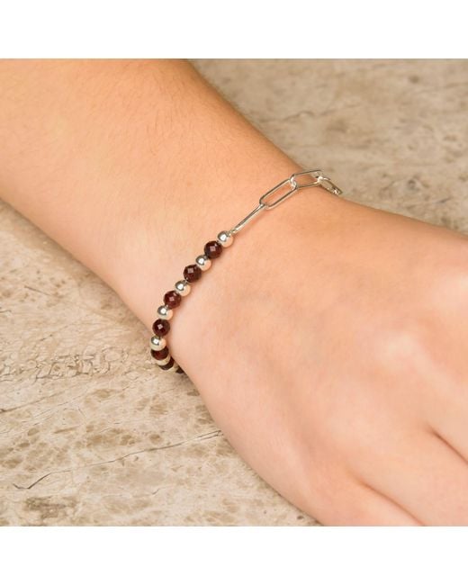 Nellou Jewellery Metallic Garnet Gem Shine Bracelet Sterling