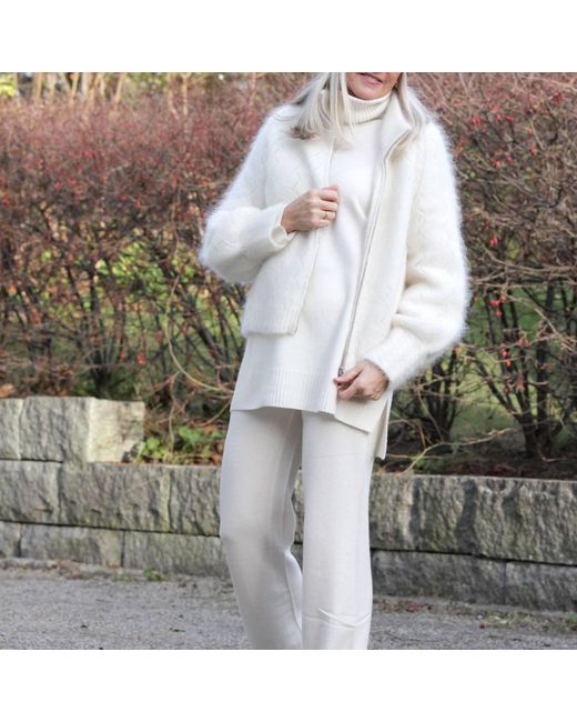 tirillm White Abby A Line Long Turtle Neck Pullover, Off