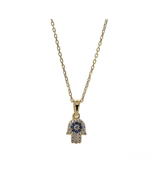 Ebru Jewelry Metallic Minimalist Hamsa Hand Gold Plated Necklace