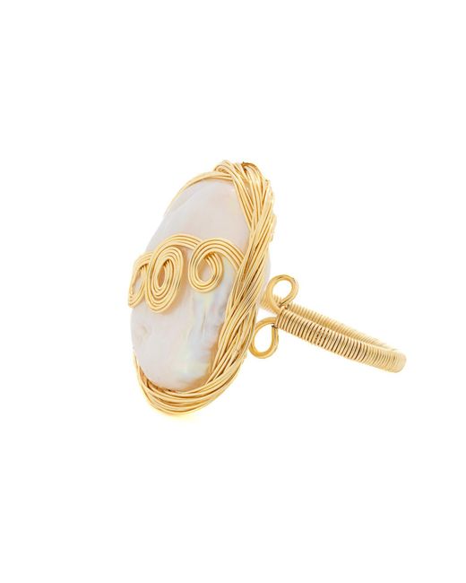 Ebru Jewelry Metallic Cleopatra Pearl & Spiral Ring