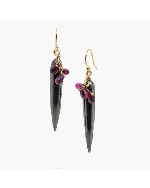 Lori Kaplan Design Black Hematite And Garnet Earrings