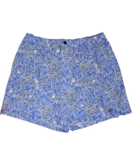Lords of Harlech Blue Quack Cutout Floral Swim Short for men