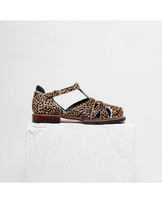 Mafalda Black Maite Animal Print Fisherman Sandals