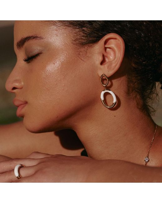 Retro Chic Metallic Time Ripples Round Earrings
