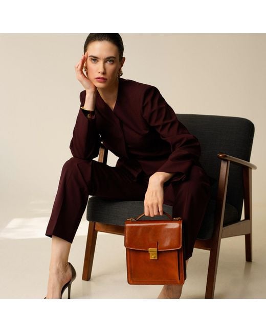 Time Resistance Brown Small Leather Briefcase For