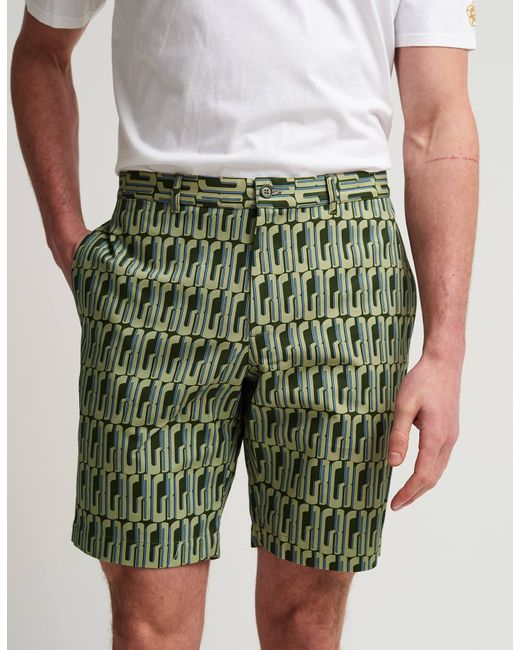 Gresham Blake Green Graphic Gb Shorts for men