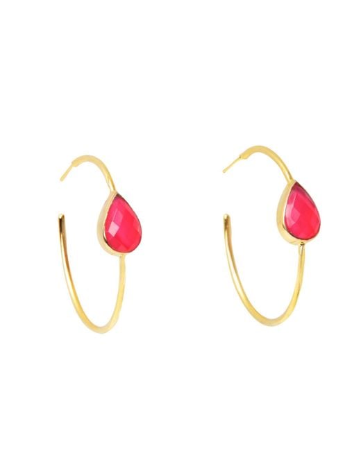 YAA YAA LONDON Pink Spring Life Hot Gemstone Hoop Earrings
