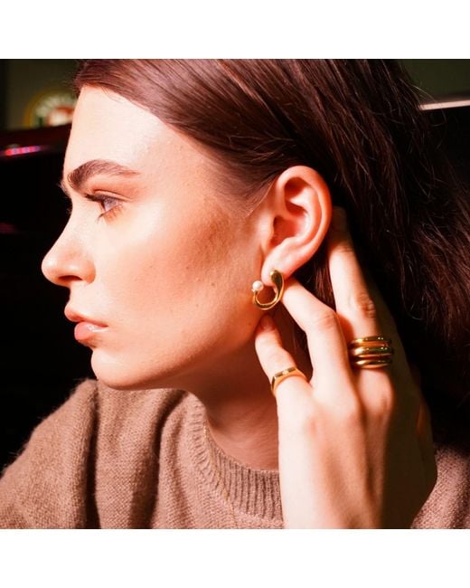 LINYA JEWELLERY Metallic Meya Spiral Hoop Earrings
