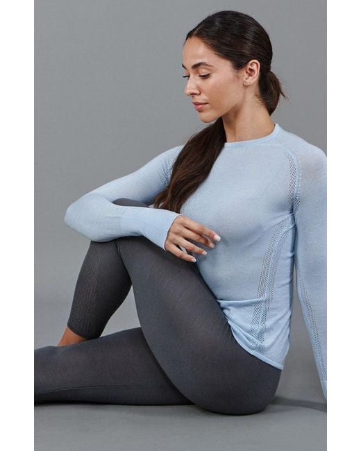 Paul James Knitwear Blue Midweight Merino Activewear Training Eos Top