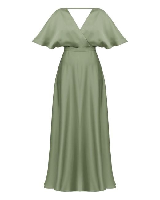 green emerald velvet dress Nusrat Tulle Midi Dress in Jade Green Floral