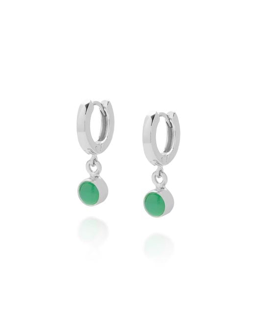 Nellou Jewellery White Gem Hoop May Birthstone Earrings Sterling