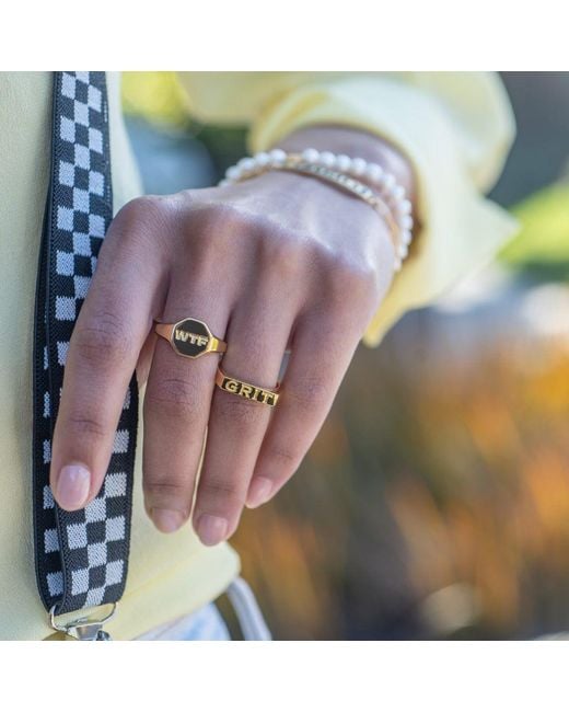 Kris Nations Yellow Grit Engraved Ring