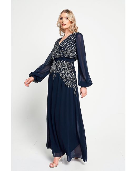 Frock and Frill Blue Kaira Sequin Maxi Dress