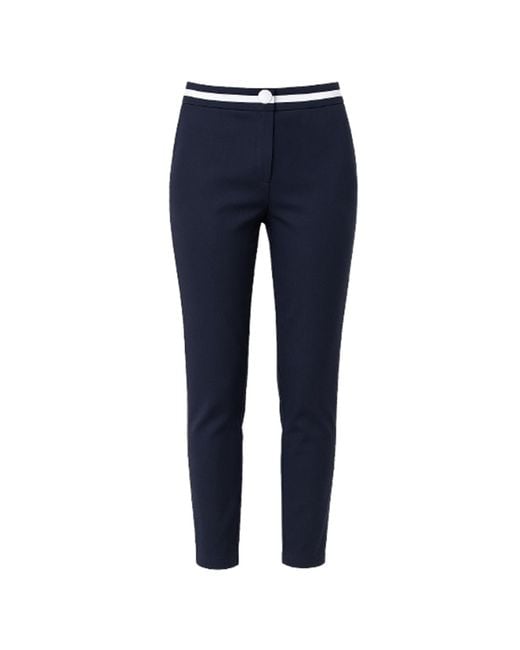 Conquista Blue Fitted Pants With Contrast Stripe
