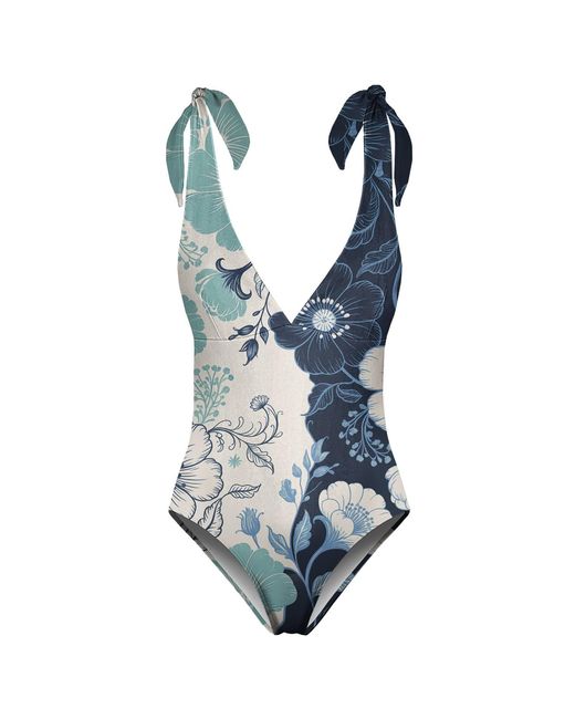 Aloha From Deer Blue Floral Duo One Piece Swimsuit