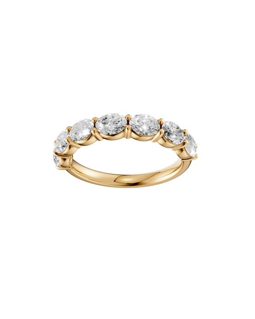 Aya Fine Jewelry Metallic Oval Lab Diamond Half Eternity Wedding Band