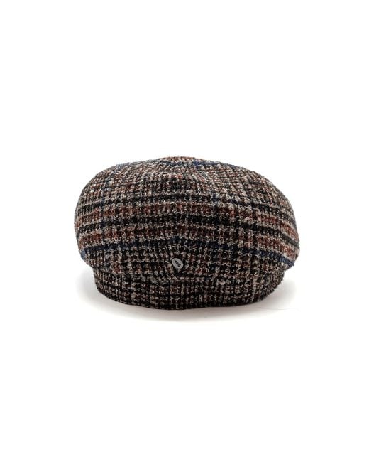DORIA 1905 Multicolor Prince-Of-Wales Tweed Woven Cap for men