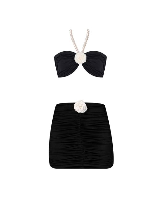 Nur Karaata Black Grace Pearl Top & Skirt Set