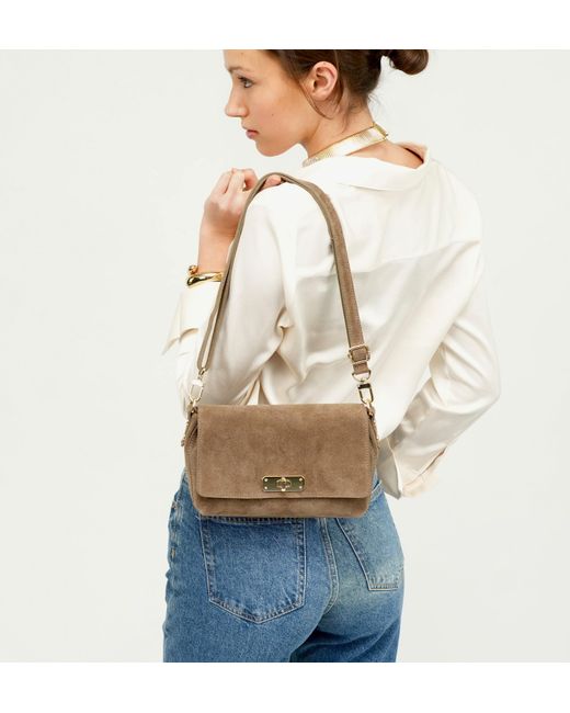 Apatchy London Brown The Maisie Midi Mink Suede Bag