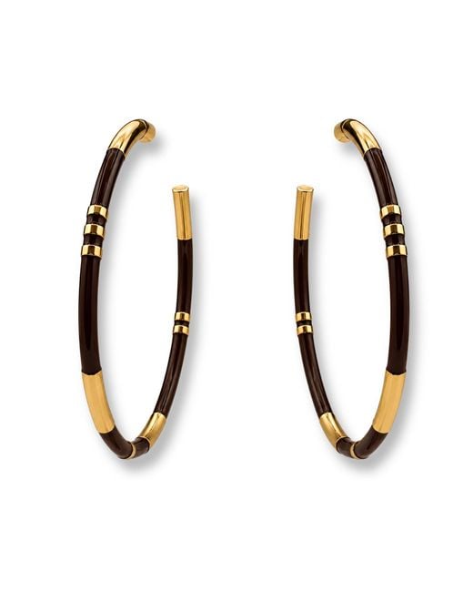 Michael Nash Jewelry White Mallory Chocolate And Stripe Hoop Earrings