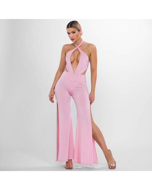 ANTONINIAS Pink Melanie Dual-Way Plunge Swimsuit With Side Cut-Outs