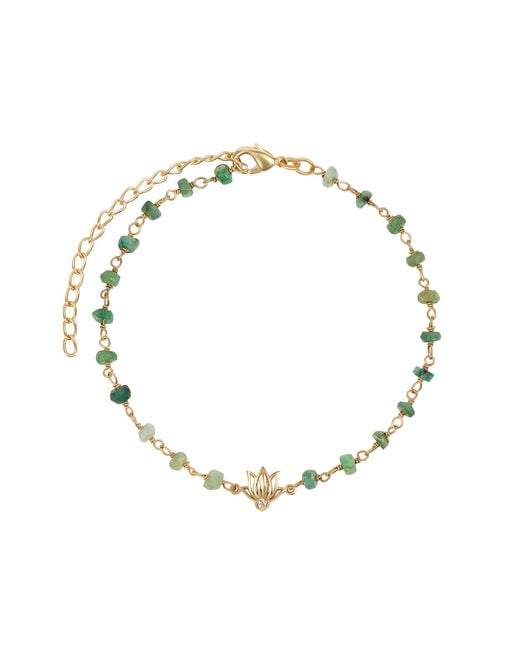 Karma and Luck Metallic Focused Serenity Ombre Emerald Lotus Charm Bracelet